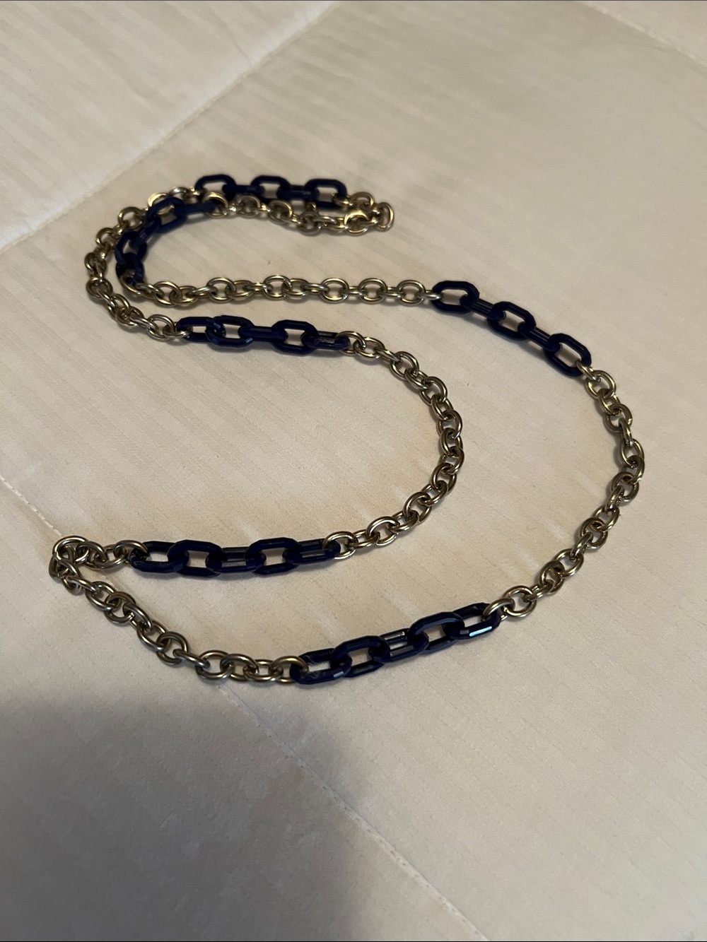 J. Crew Gold and Navy Blue Link-Accent Necklace